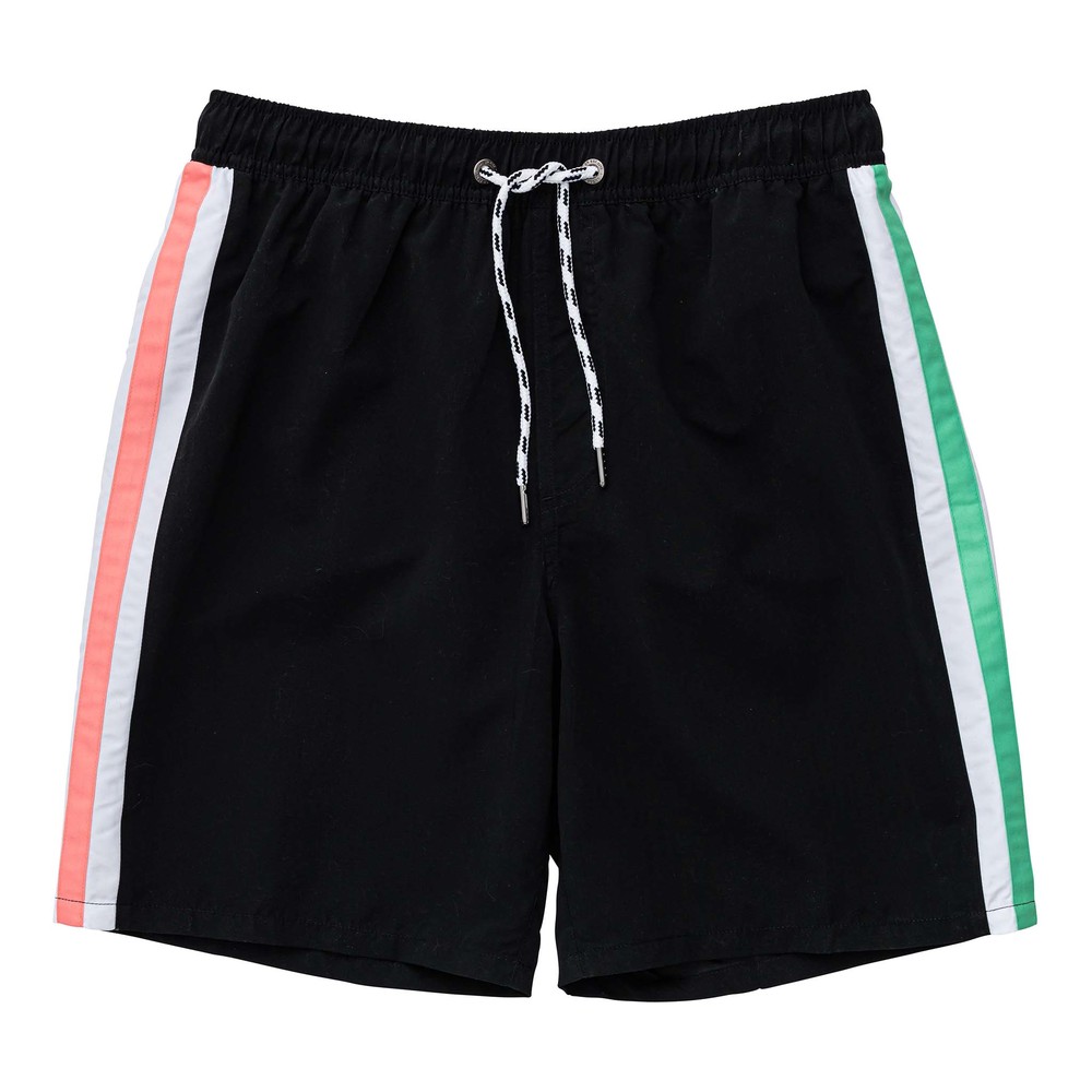 Mens Black Retro Stripe Volley